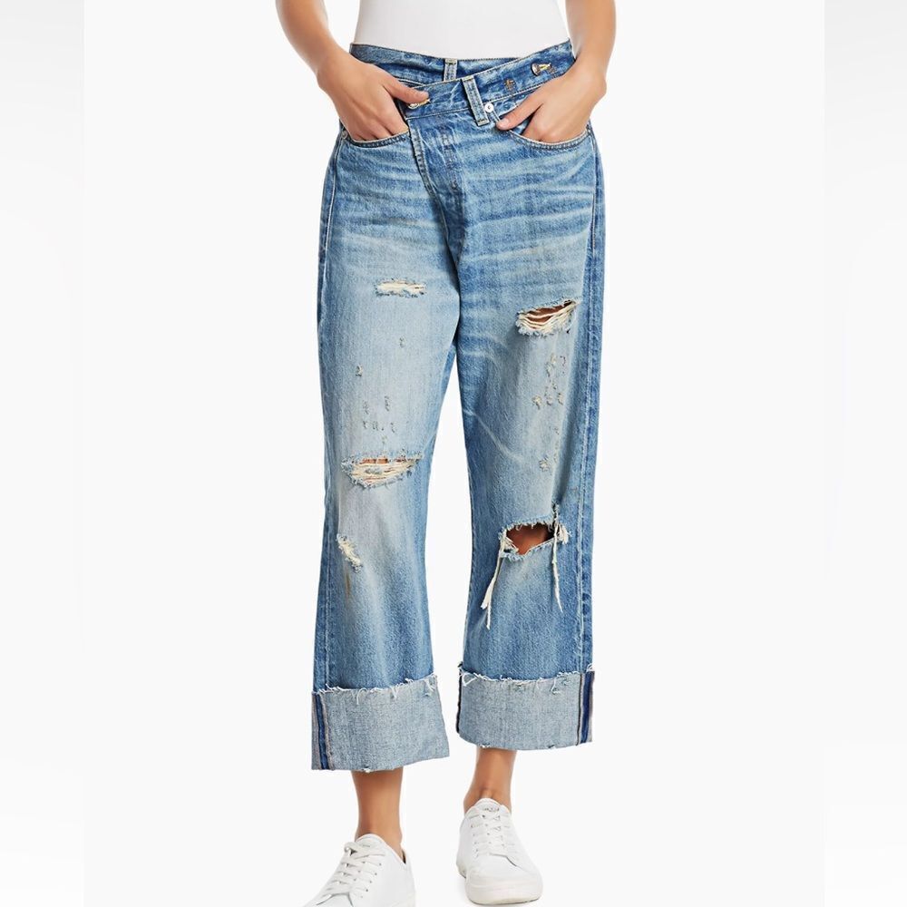 R13 Cross Over Jean in Emory With Rips Wash